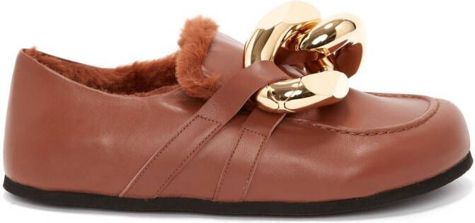 JW Anderson Loafers met chunky ketting Bruin