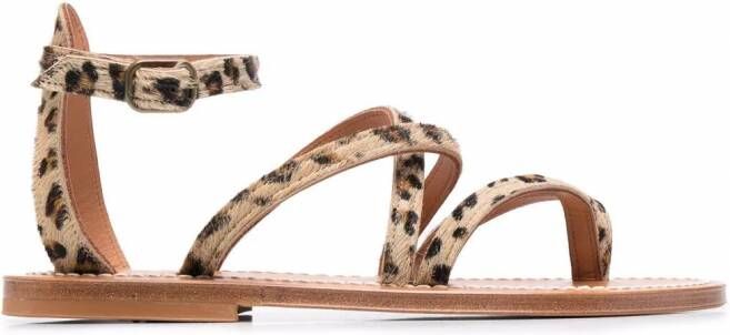 K. Jacques Sandalen met bandjes en dierenpatroon Beige