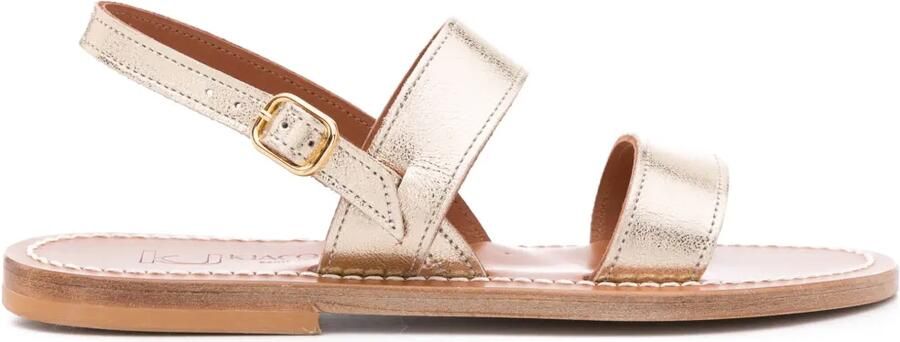 K. Jacques Leren sandalen met gesp Goud