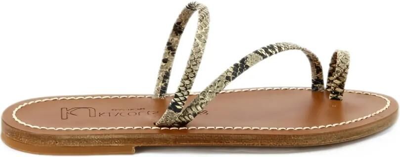 K. Jacques Pampa snake-print flat sandals Beige