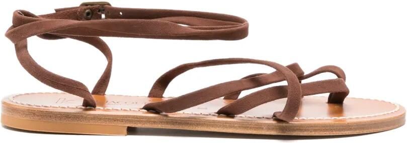 K. Jacques Platte sandalen met bandjes Bruin