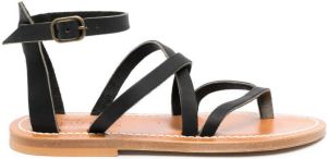 K. Jacques Leren sandalen Zwart