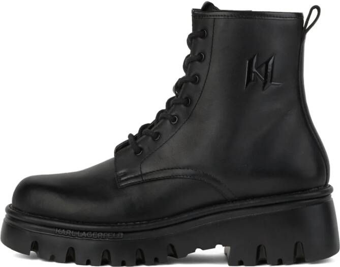 Karl Lagerfeld Combat boots met monogram Zwart