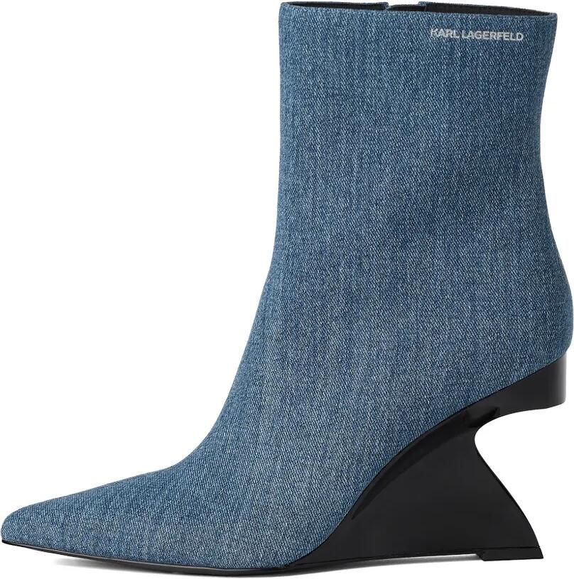 Karl Lagerfeld Jeans Denim laarzen met sculpturale sleehak Blauw