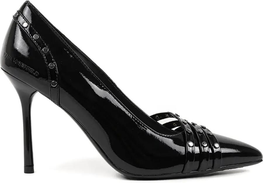Karl Lagerfeld 105 mm Sarabande pumps met puntige neus en studs Zwart