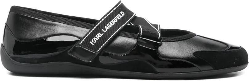Karl Lagerfeld Altia ballerina's met kruisbandjes Zwart