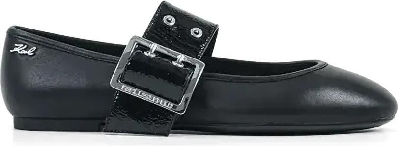 Karl Lagerfeld Ballerina's met gespdetail Zwart