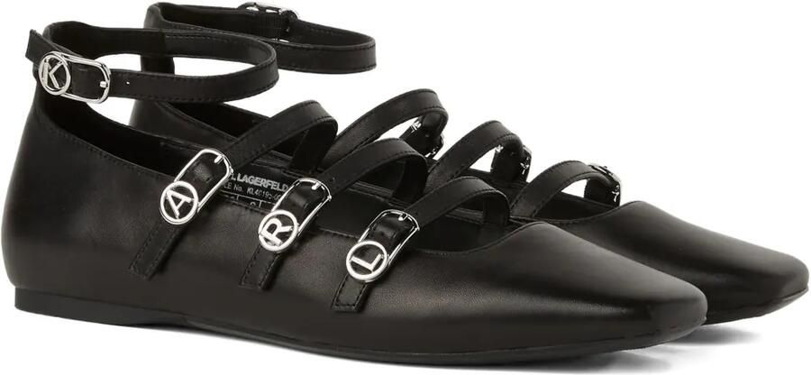 Karl Lagerfeld Ballerina's met vier bandjes Zwart