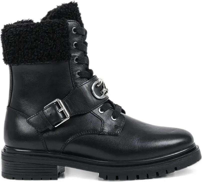 Karl Lagerfeld Binky buckled faux-shearling trim boots Zwart