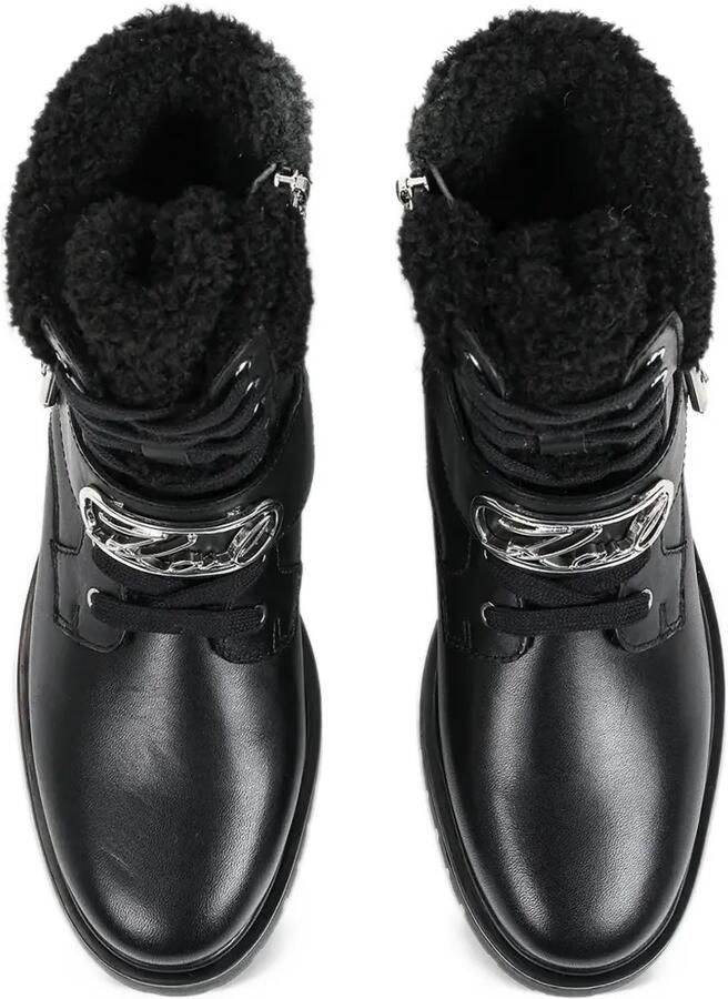 Karl Lagerfeld Binky buckled faux-shearling trim boots Zwart - Foto 3