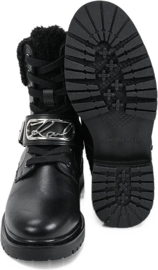 Karl Lagerfeld Binky buckled faux-shearling trim boots Zwart - Foto 5