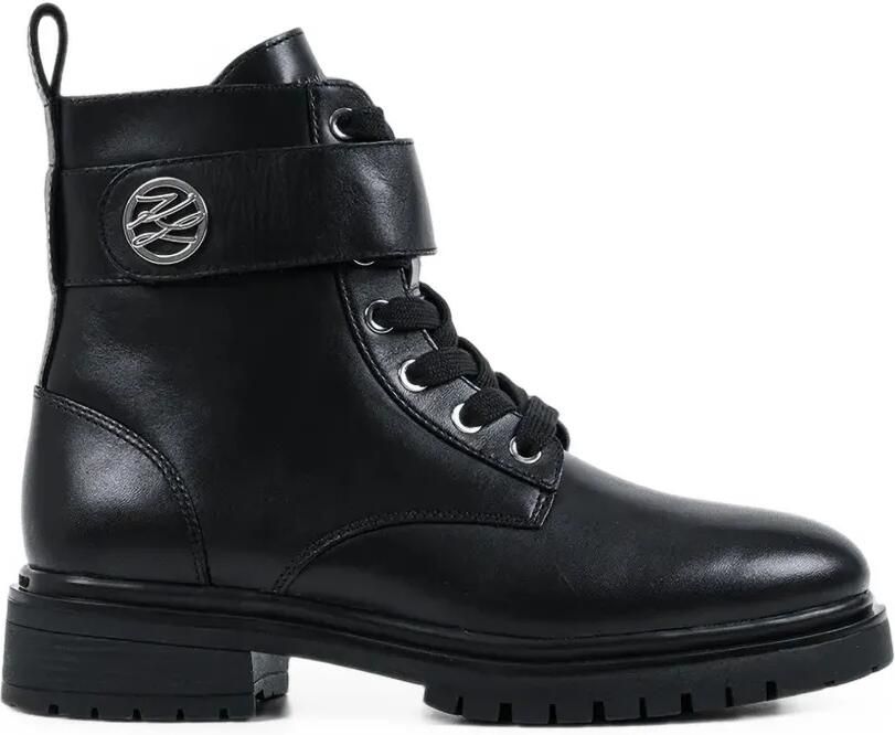 Karl Lagerfeld Combat boots met veters en logoplakkaat Zwart