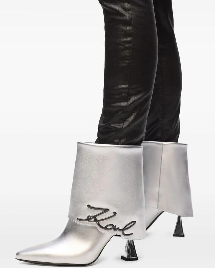 Karl Lagerfeld Debut II omgevouwen enkellaarzen Zilver - Foto 2