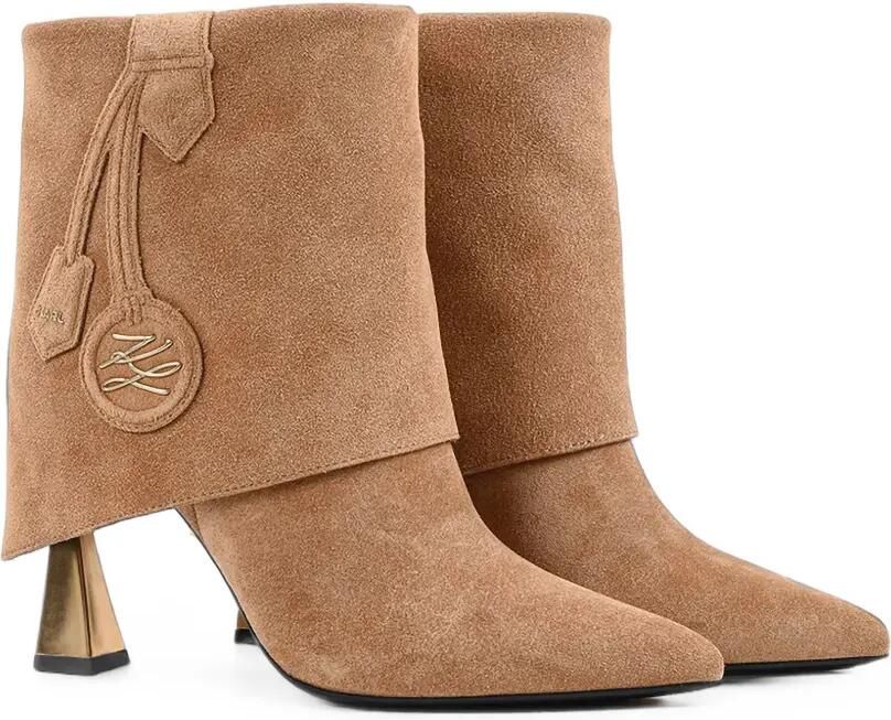 Karl Lagerfeld Enkellaarzen met omslag en logo-plakkaat Beige - Foto 5