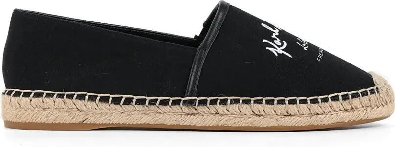 Karl Lagerfeld Espadrilles met geborduurd logo en gevlochten zool Zwart