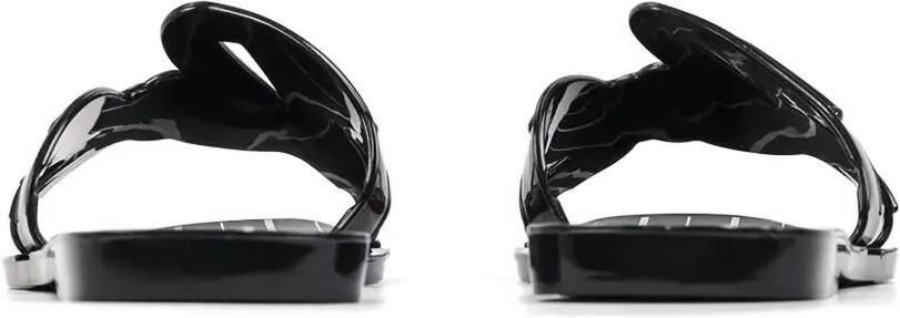 Karl Lagerfeld Gestreepte slippers met logo-patch Zwart - Foto 5