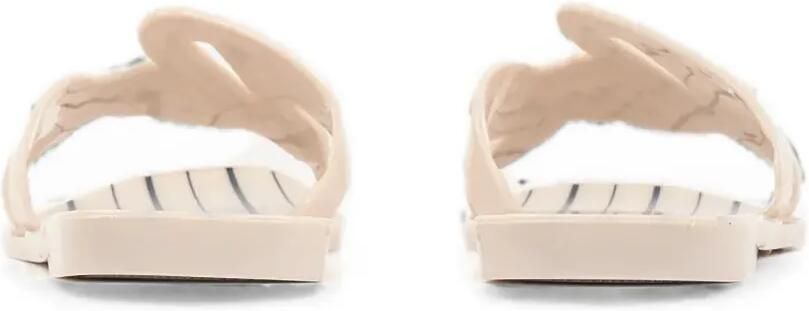 Karl Lagerfeld Gestreepte slippers met uitgesneden logo Beige - Foto 4