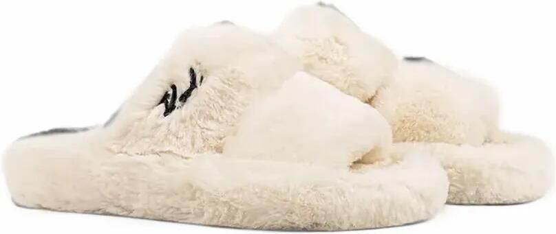 Karl Lagerfeld Hypnos pluizige slippers met borduurwerk Beige - Foto 5