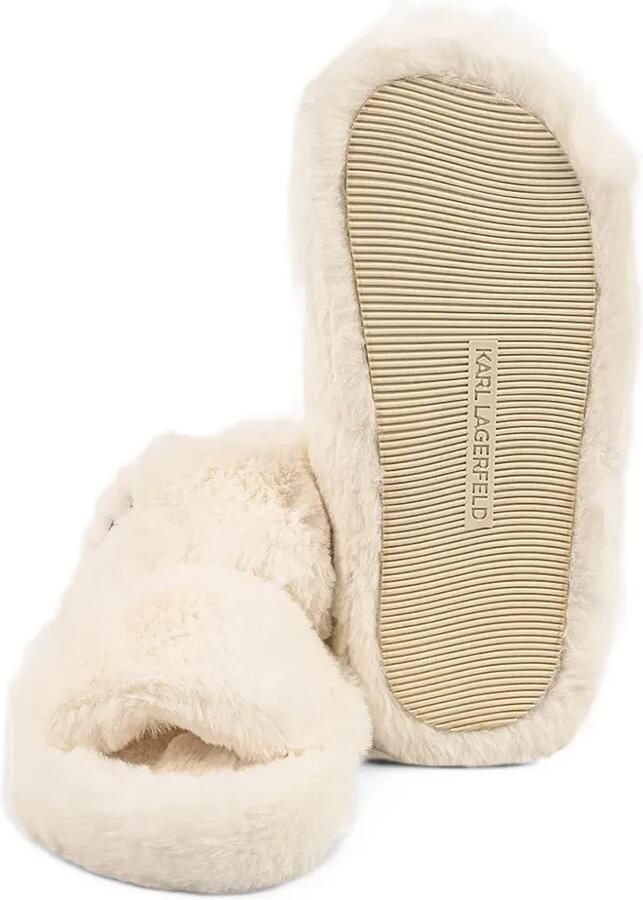 Karl Lagerfeld Hypnos pluizige slippers met borduurwerk Beige - Foto 3