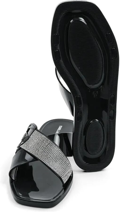 Karl Lagerfeld Ikon NFT slippers verfraaid met kristallen Zwart - Foto 3