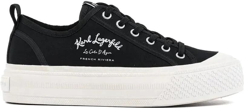 Karl Lagerfeld Kampus Max sneakers met geborduurd logo en plateauzool Zwart