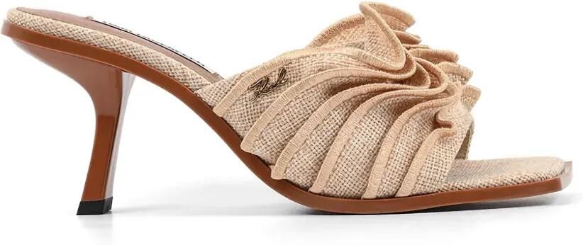 Karl Lagerfeld Karmel sandalen met vierkante neus en ruches Beige