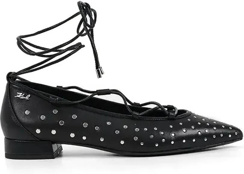 Karl Lagerfeld Kerrie ballerina's met studs Zwart