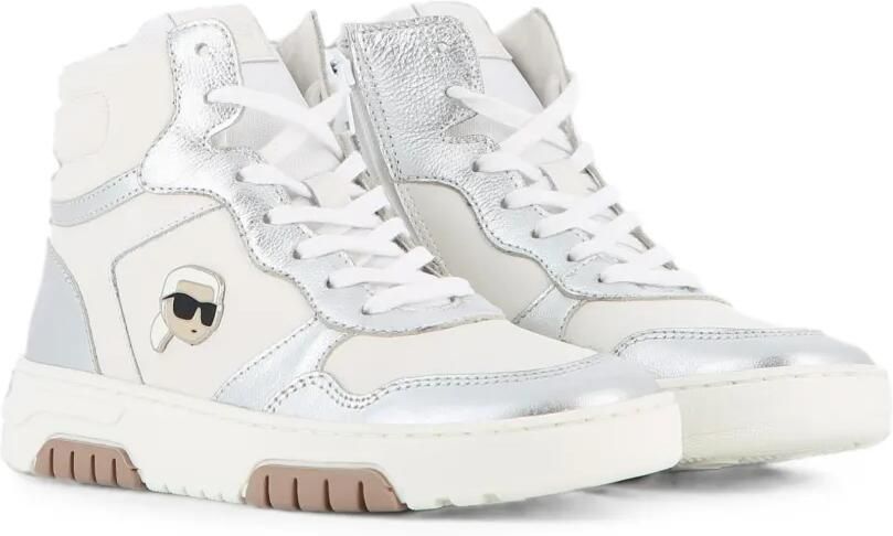 Karl Lagerfeld Kids High-top leren sneakers met metallic vlak Wit