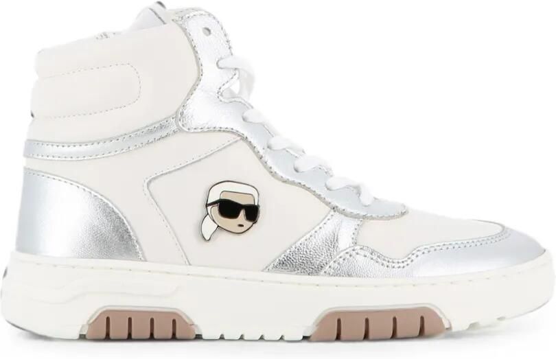 Karl Lagerfeld Kids High-top leren sneakers met metallic vlak Wit - Foto 4