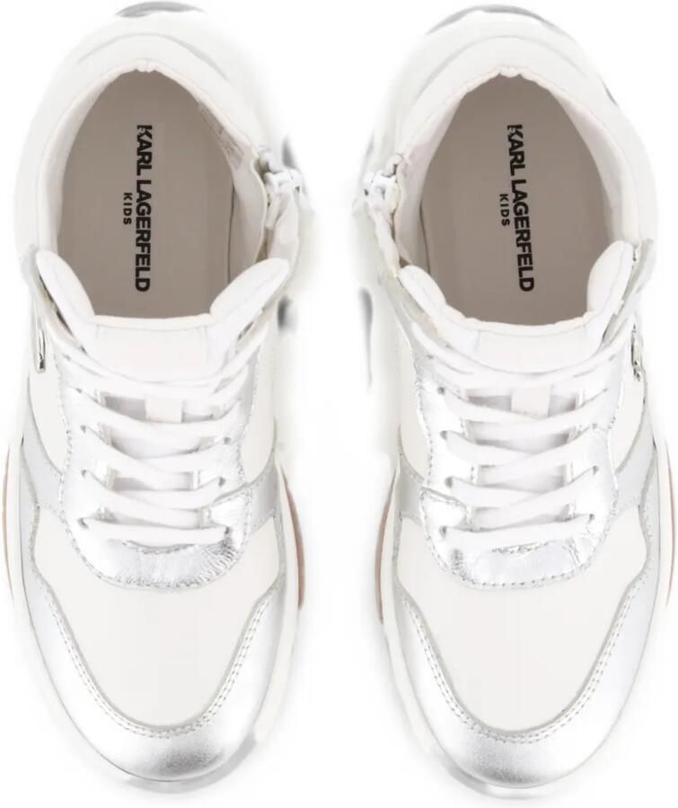 Karl Lagerfeld Kids High-top leren sneakers met metallic vlak Wit - Foto 2