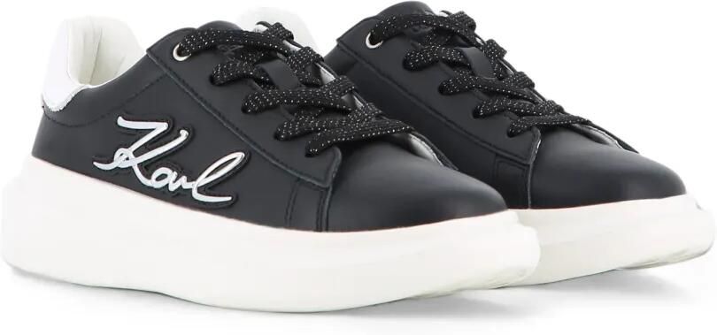 Karl Lagerfeld Kids Kapri leren sneakers met logo-applicatie Zwart