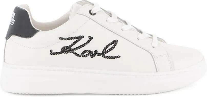 Karl Lagerfeld Kids Leren sneakers met geborduurd logo Wit