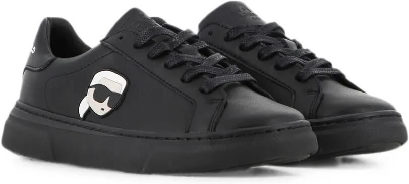 Karl Lagerfeld Kids Leren sneakers met logo-patch Zwart