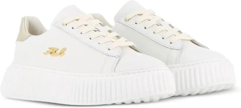 Karl Lagerfeld Kids Leren sneakers met logo-plakkaat Wit