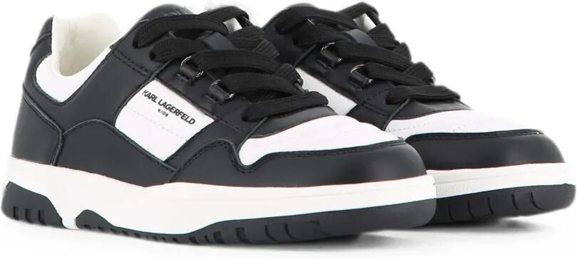 Karl Lagerfeld Kids Leren sneakers met logo-print en vlakken Zwart