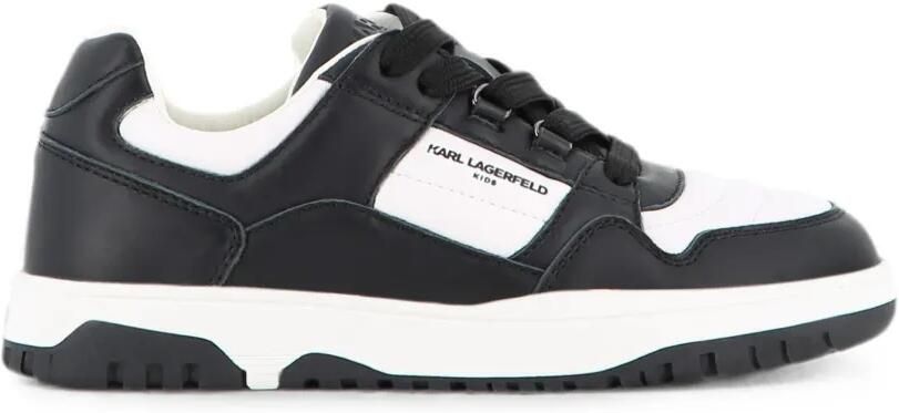 Karl Lagerfeld Kids Leren sneakers met logo-print en vlakken Zwart - Foto 4