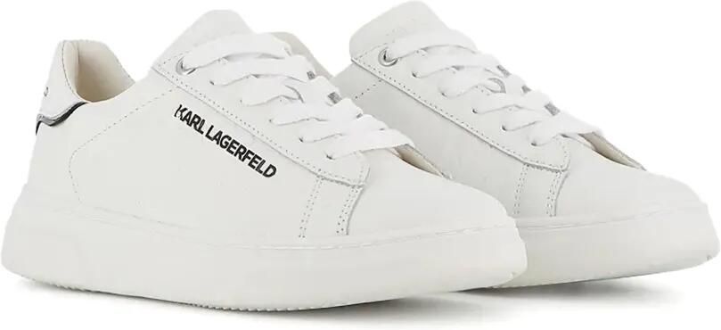 Karl Lagerfeld Kids Leren sneakers met logoprint Wit