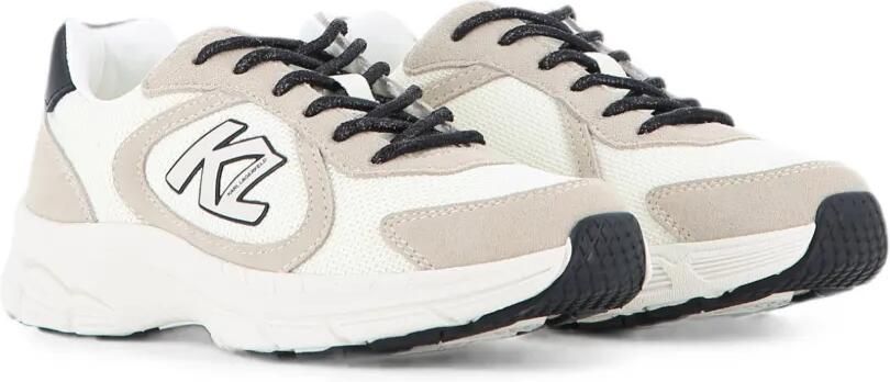 Karl Lagerfeld Kids Orion Sidetrim suède sneakers met logo-patch en afwerking Wit