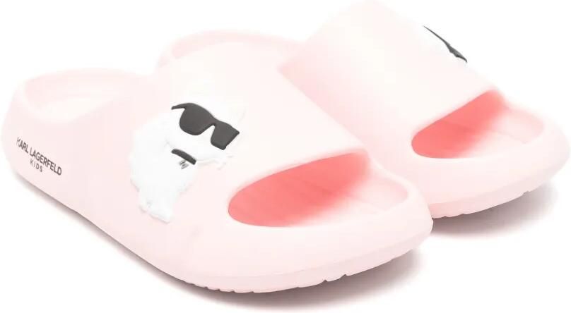 Karl Lagerfeld Kids Slippers met cartoon-design Roze