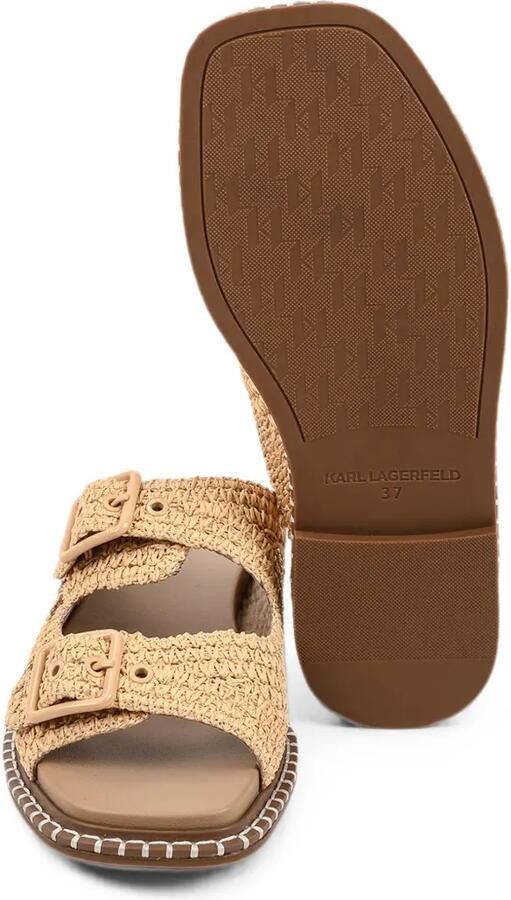 Karl Lagerfeld Kleo platte sandalen met raffia-effect en gespsluiting Beige - Foto 2
