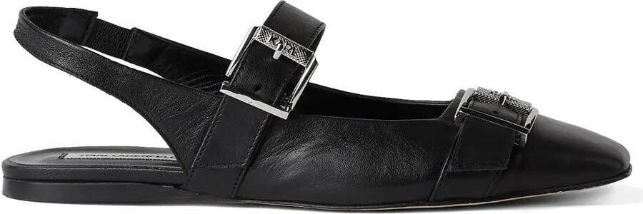Karl Lagerfeld Konnie leren pumps met dubbele bandjes Zwart