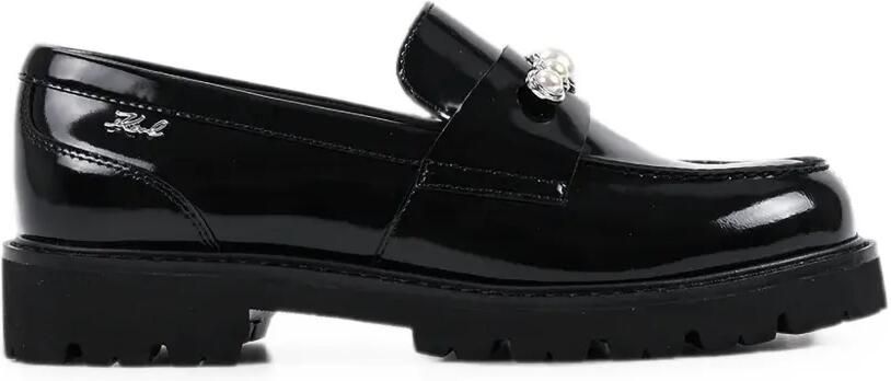 Karl Lagerfeld Leren loafers met parels afwerking Zwart