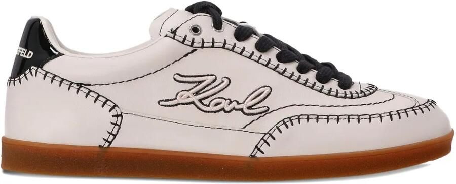 Karl Lagerfeld Leren sneakers met borduurwerk Wit