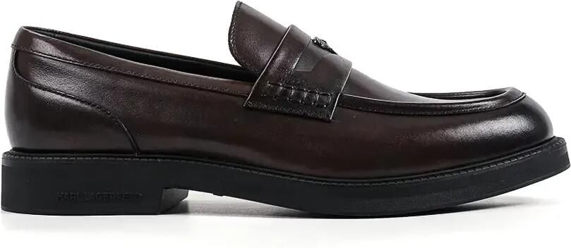 Karl Lagerfeld Leren loafers met logoplakkaat Bruin