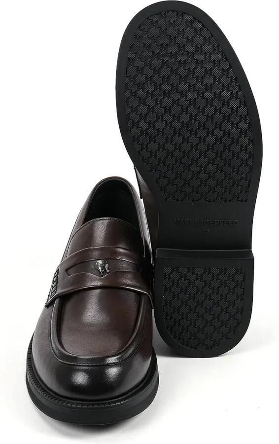 Karl Lagerfeld Leren loafers met logoplakkaat Bruin - Foto 3
