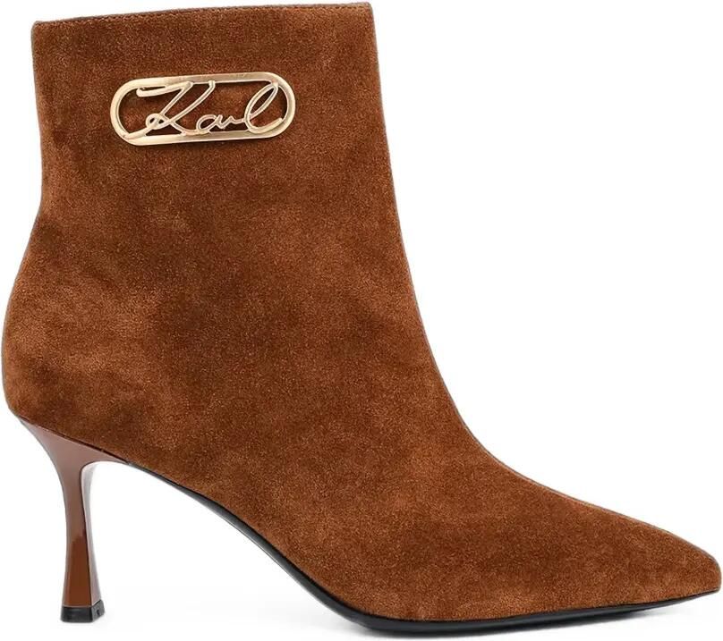 Karl Lagerfeld logo-plaque suede ankle boots Bruin