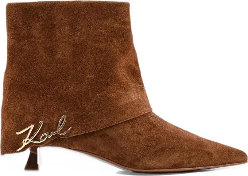 Karl Lagerfeld Pasha fold-down suede ankle boots Bruin