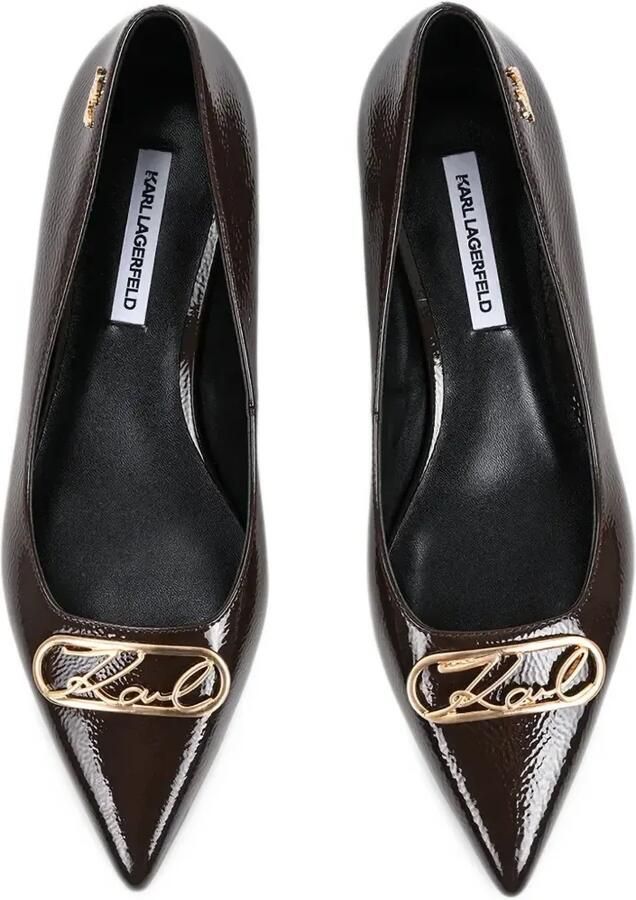 Karl Lagerfeld Pasha patent-finish logo-plaque pumps Bruin