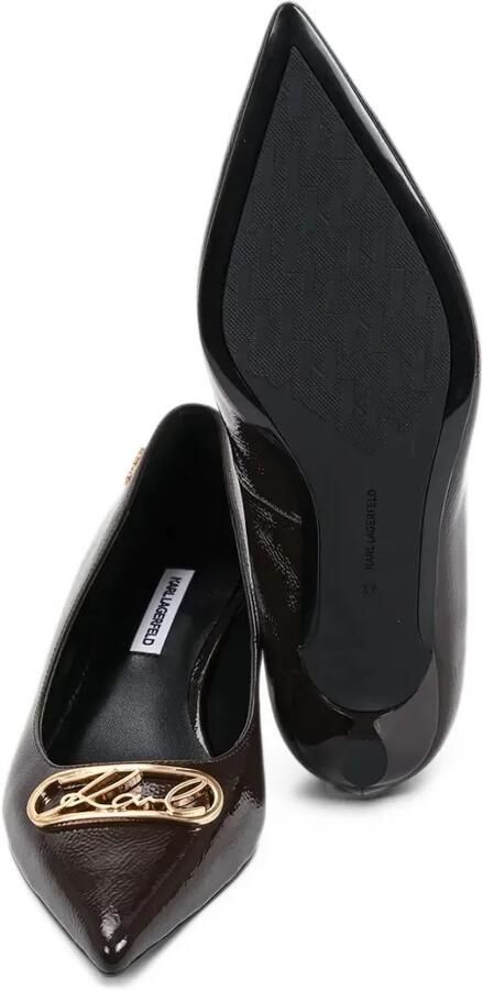 Karl Lagerfeld Pasha patent-finish logo-plaque pumps Bruin - Foto 3