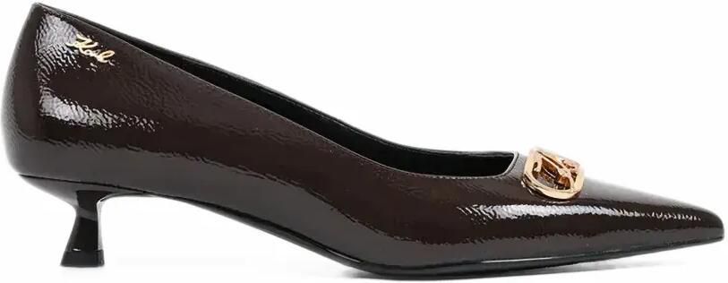 Karl Lagerfeld Pasha patent-finish logo-plaque pumps Bruin - Foto 5